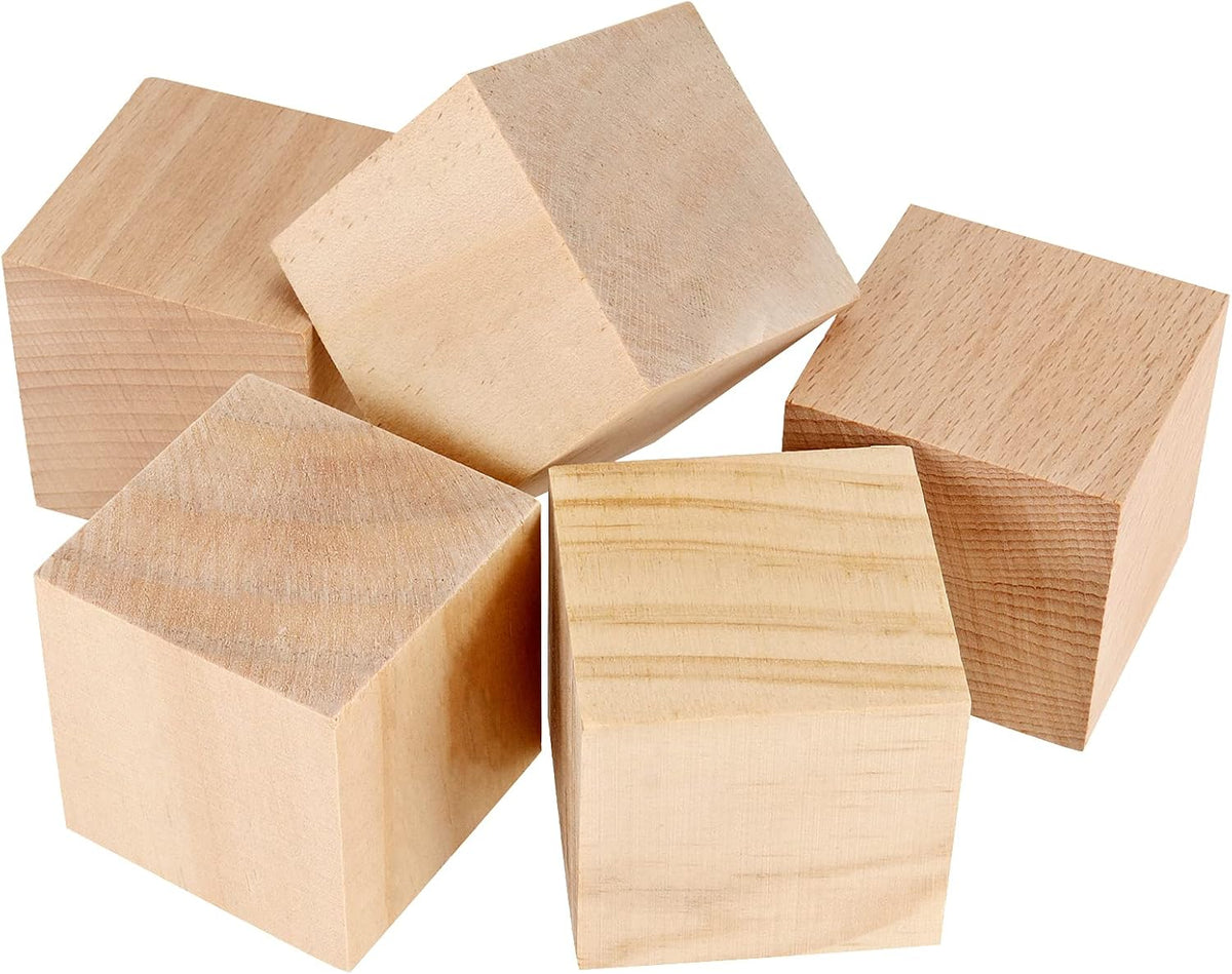 50 Pack 2 Inch Wooden Cubes Unfinished Wood Blocks