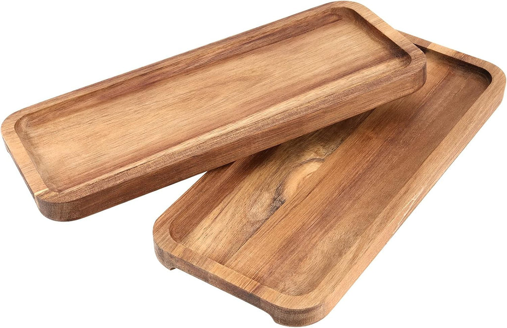 6 Pack 11.8x5.1 Inch Acacia Wood Serving Trays