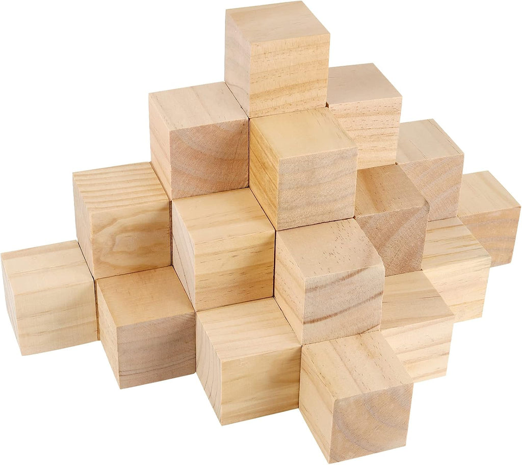 50 Pack 2 Inch Wooden Cubes Unfinished Wood Blocks