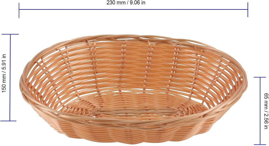 18 Pack 9x6x2.6 Inch Oval Poly Wicker Bread Baskets