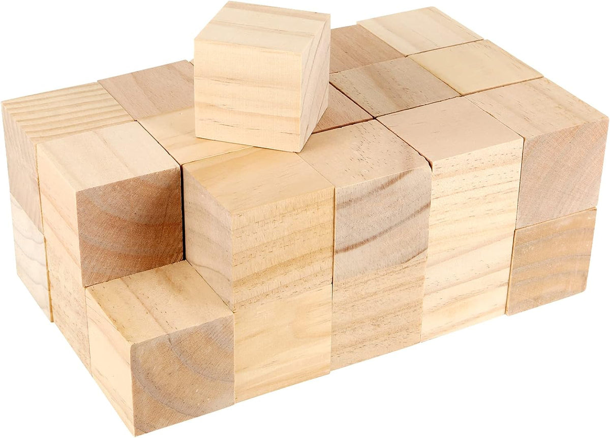 50 Pack 2 Inch Wooden Cubes Unfinished Wood Blocks