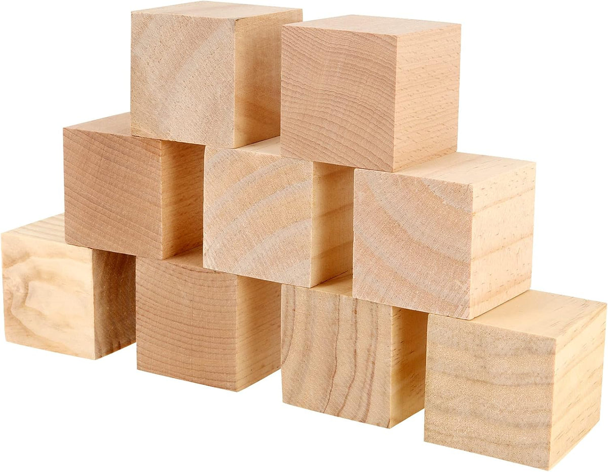 50 Pack 2 Inch Wooden Cubes Unfinished Wood Blocks