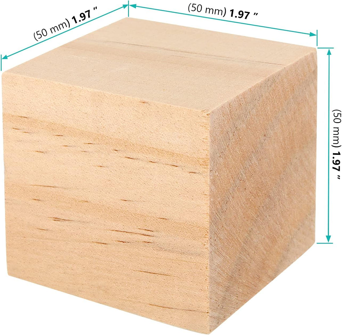 50 Pack 2 Inch Wooden Cubes Unfinished Wood Blocks