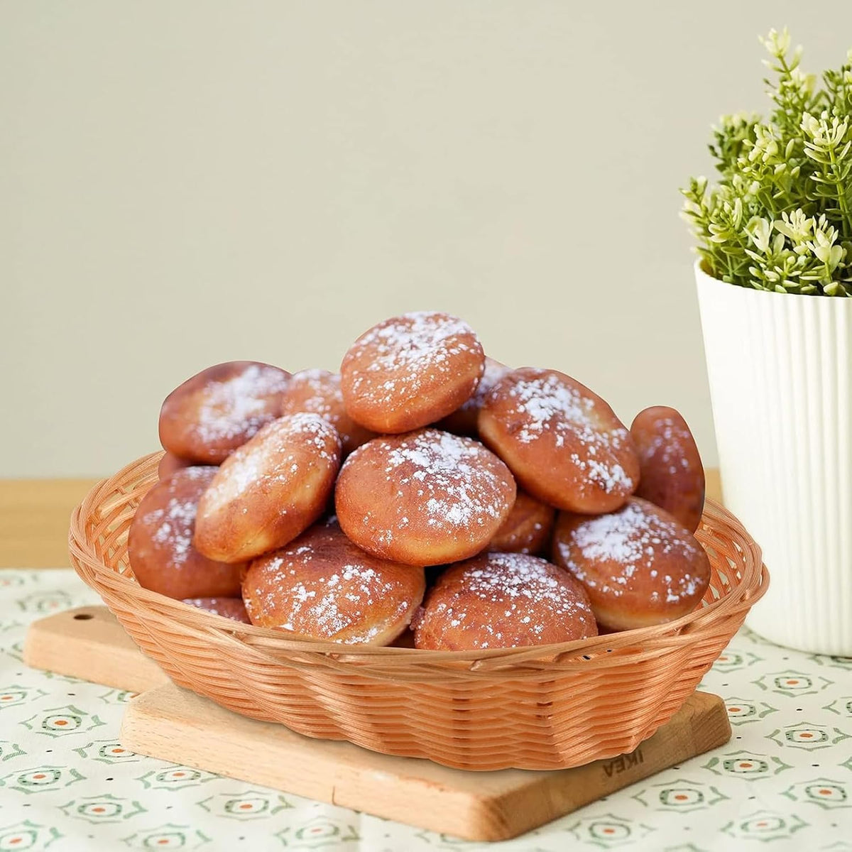 18 Pack 9x6x2.6 Inch Oval Poly Wicker Bread Baskets