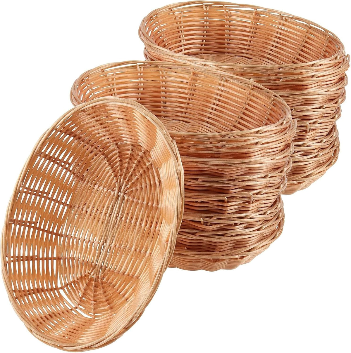 18 Pack 9x6x2.6 Inch Oval Poly Wicker Bread Baskets