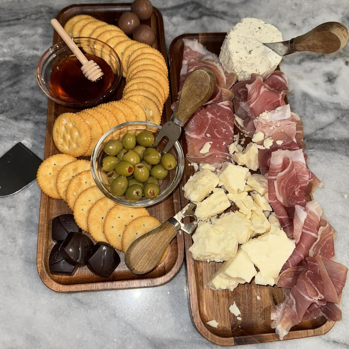 6 Pack 11.8x5.1 Inch Acacia Wood Serving Trays