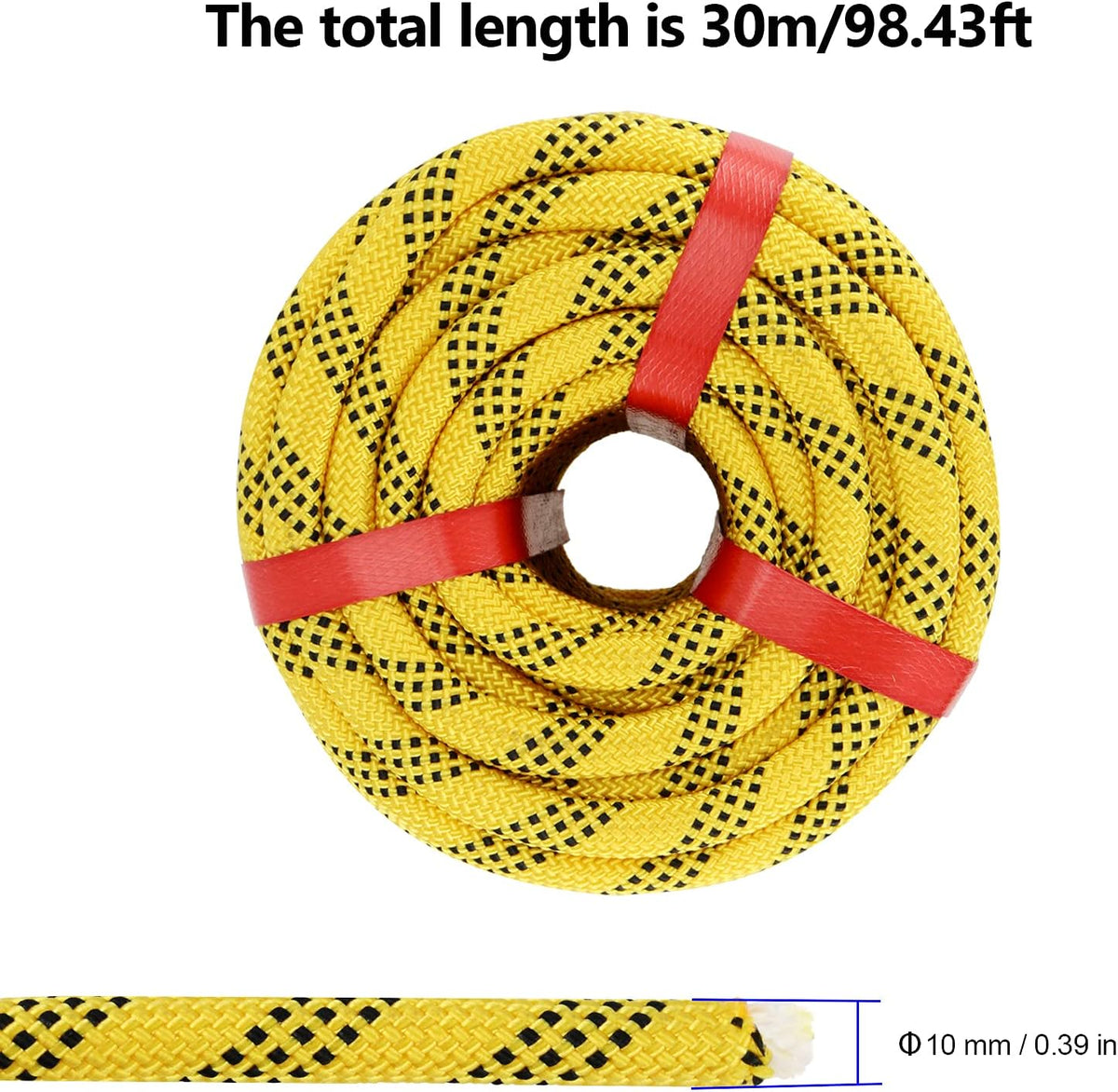 3/8 Inch x 100 Feet Braided Polyester Rope Yellow
