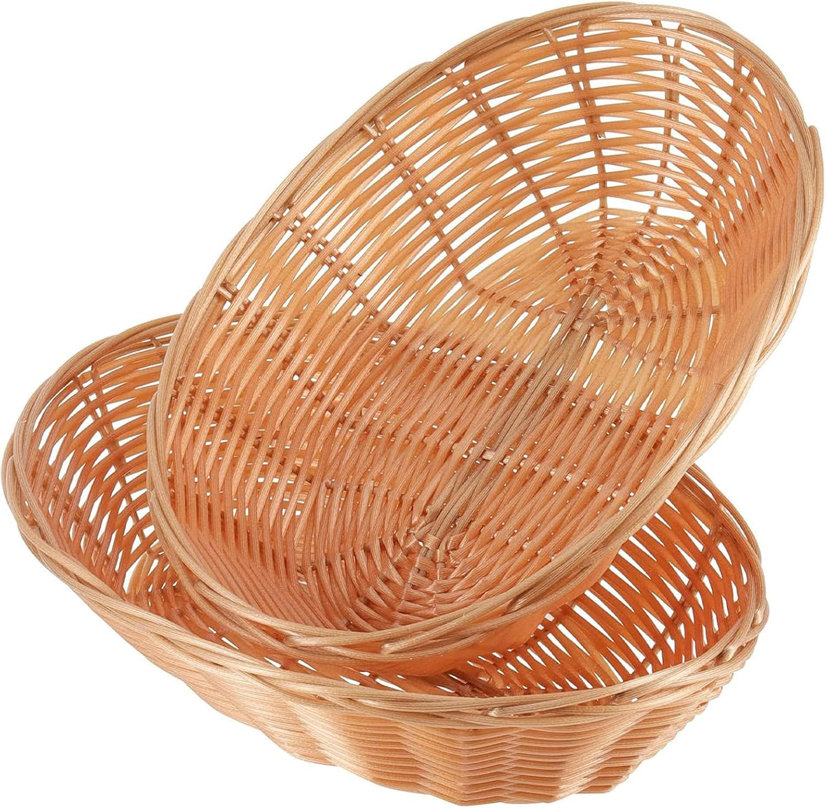 18 Pack 9x6x2.6 Inch Oval Poly Wicker Bread Baskets